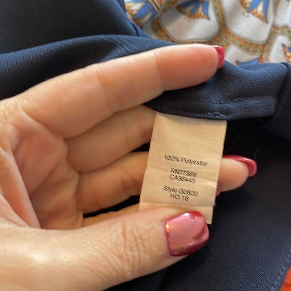 Madewell Short Sleeve Pleated Back Navy Blouse Top Hi Lo Small - Picture 4 of 4